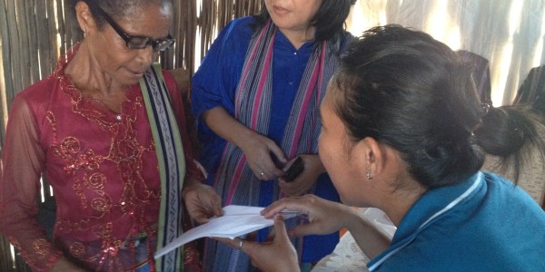 an Indonesian woman with her new glasses